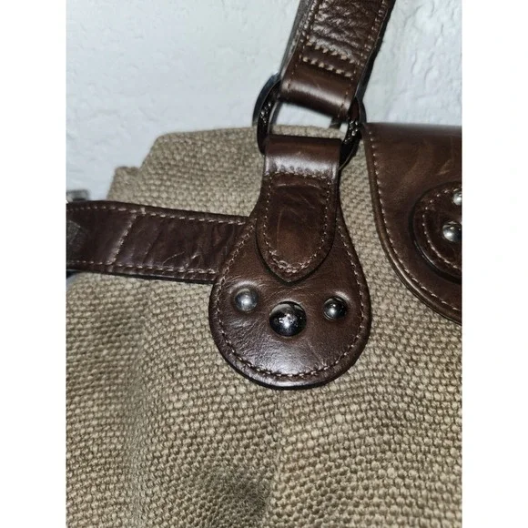 Longchamp Paris Idole Hobo Bag Brown Double Handle Fabric With Leather. VTG EUC - Picture 3 of 11